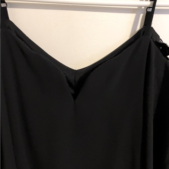 Sz XS Le Chateau Women Chiffon Off-the-Shoulder Cape Dress black - Picture 11 of 12